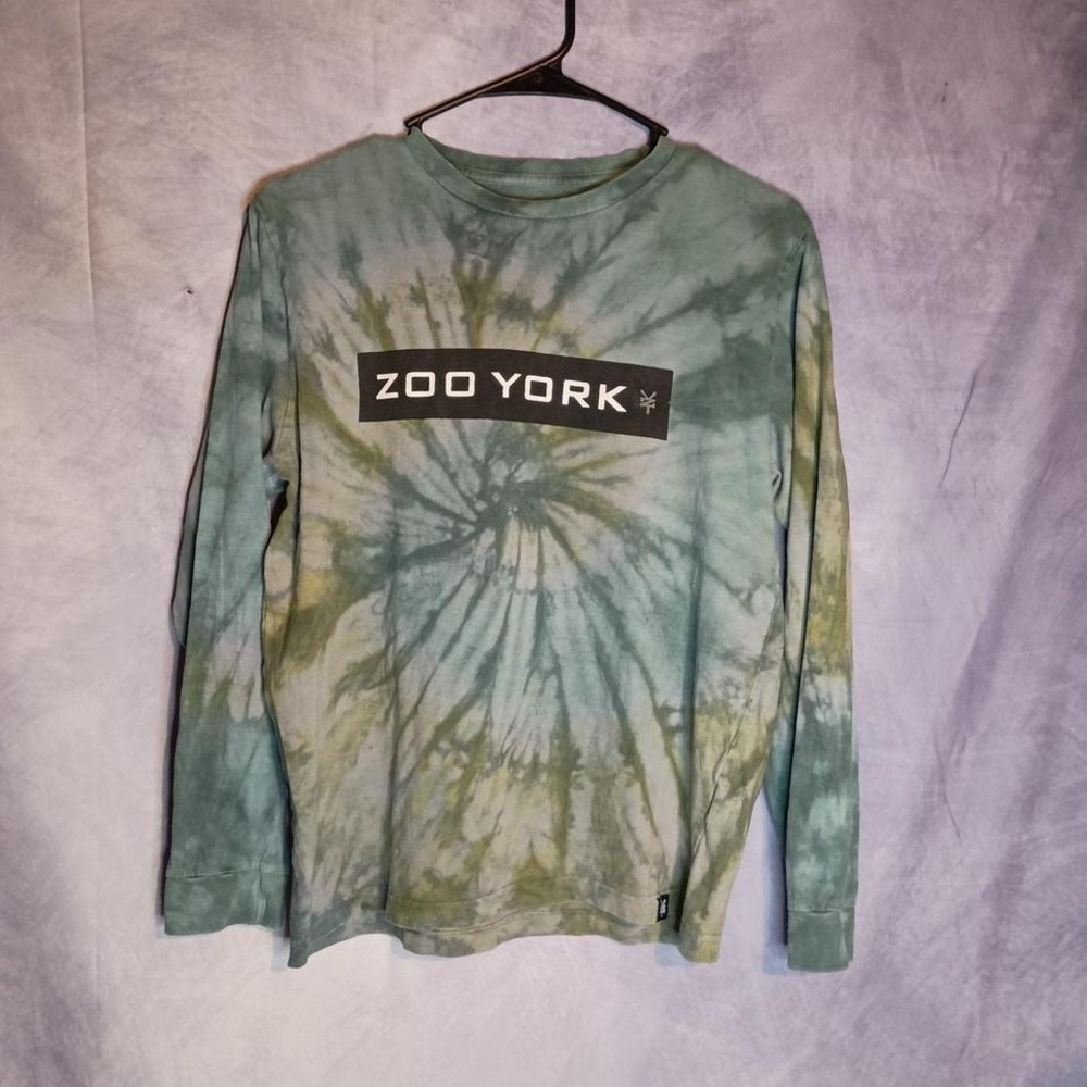 Zoo York Youth Tie Dye Long Sleeve Shirt Green Blue Skate Streetwear Tee